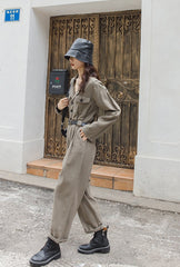 Wei Shang 2022 autumn women's new Korean straight waist work jumpsuit suit collar false two-piece suit jumpsuit