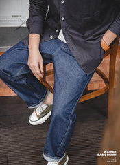 Unbranded 27 2022 Cotton Men's Jeans Denim Pants Classic Clothes Overalls Straight Trousers for Men Baggy Jeans Wide Leg Denim