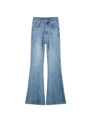EIGHTHMONTH women's high-waisted blue micro-lab pants new slim jeans stretch pants