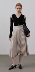 Circlofy women's hollow V-neck knitted sweater cardigan spring and autumn new tops strapless sweater bottoming shirt