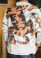 Unbranded 27 Men's Vintage Cartoon Knitted Sweaters Casual Loose Thick O-Neck Tiger Head Pullover Harajuku Streetwear Christmas Jumper