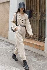 Wei Shang 2022 autumn women's new Korean straight waist work jumpsuit suit collar false two-piece suit jumpsuit