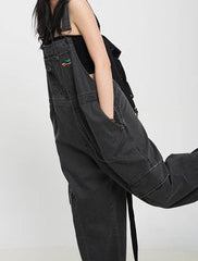 THELIGHT women's denim work jumpsuit niche design vintage jumpsuit