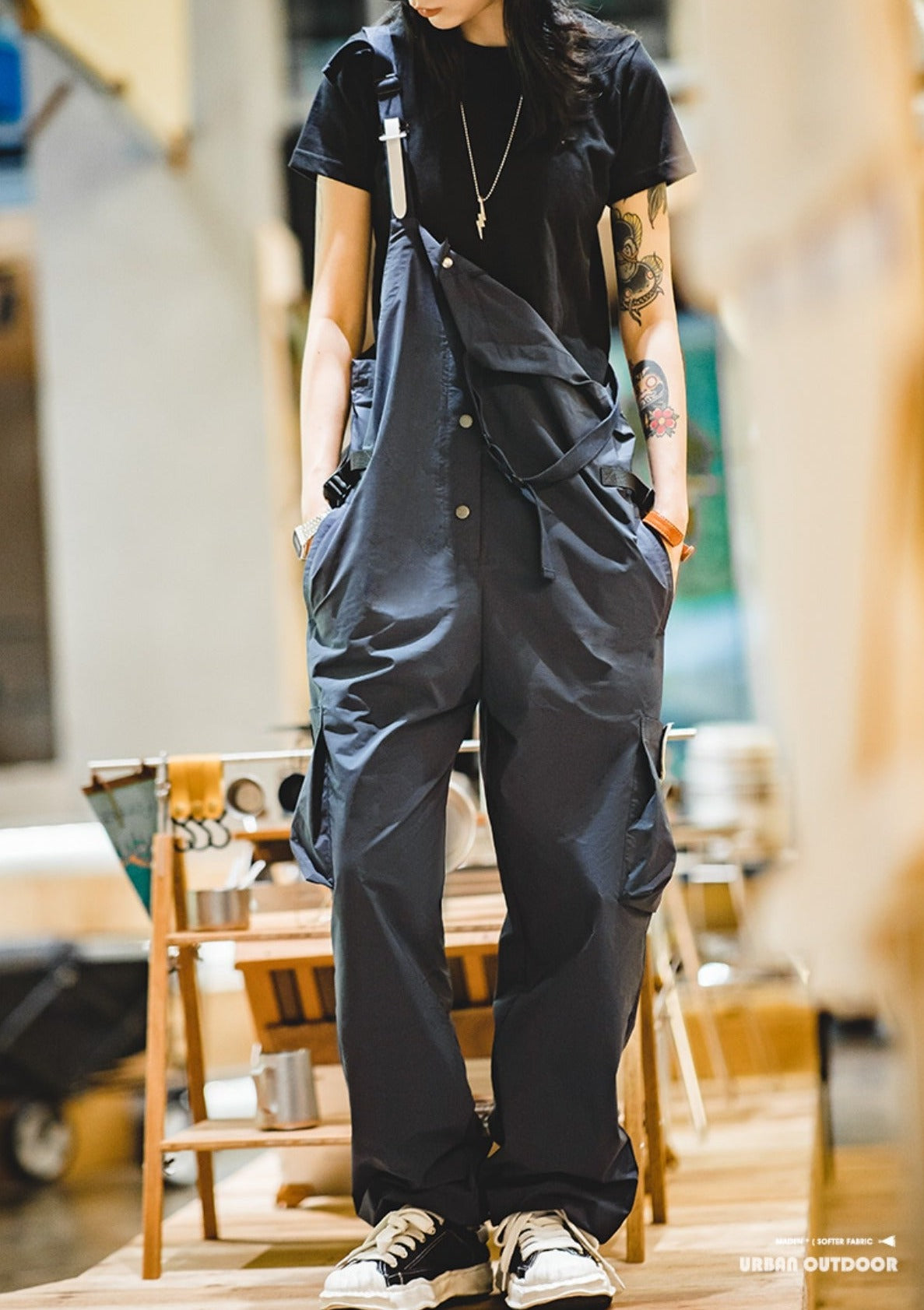 Unbranded 27 New Arrival American Vintage Cargo Overalls for Women Casual Style Wide Leg Trousers with Large Pocket Waterproof Pants