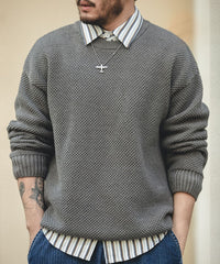 Unbranded 27 Men Pullover Sweater Japan Retro Heavy Pineapple Grain Thick O-neck Knitted Oversize Harajuku Streetwear Casul Sweater