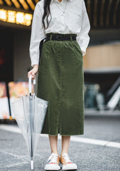 Unbranded 27 women's Japanese retro corduroy half-body skirt autumn and winter new medium-length paragraph curry plus velvet casual straight skirt