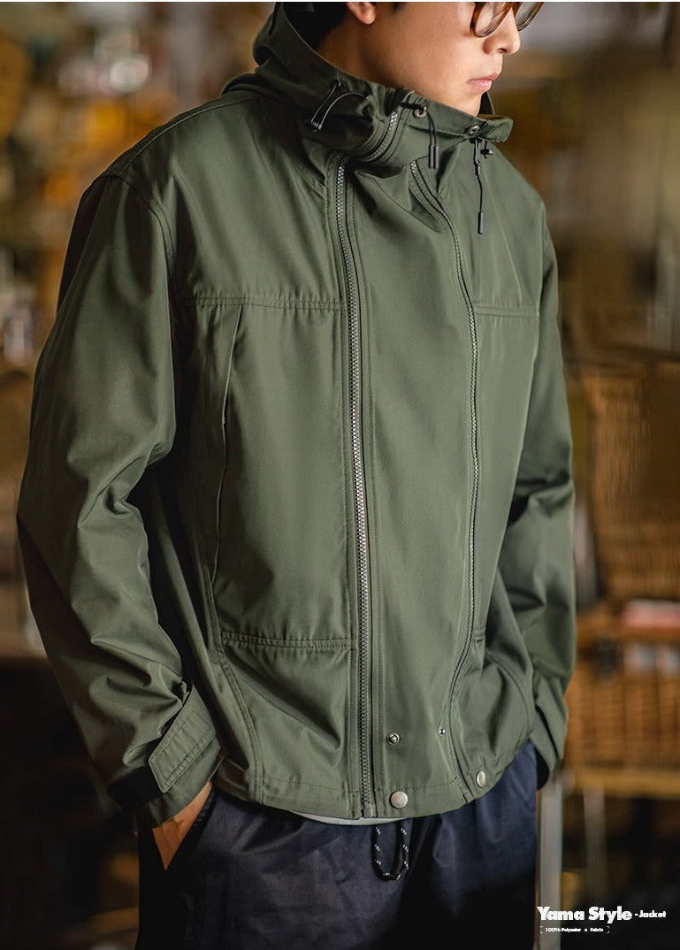 Unbranded 27 Retro Double Zipper Tactical Jackets Wear Resistant Wrinkle Hooded Windproof Jacket Men's Outdoor Casual Top Military Coat