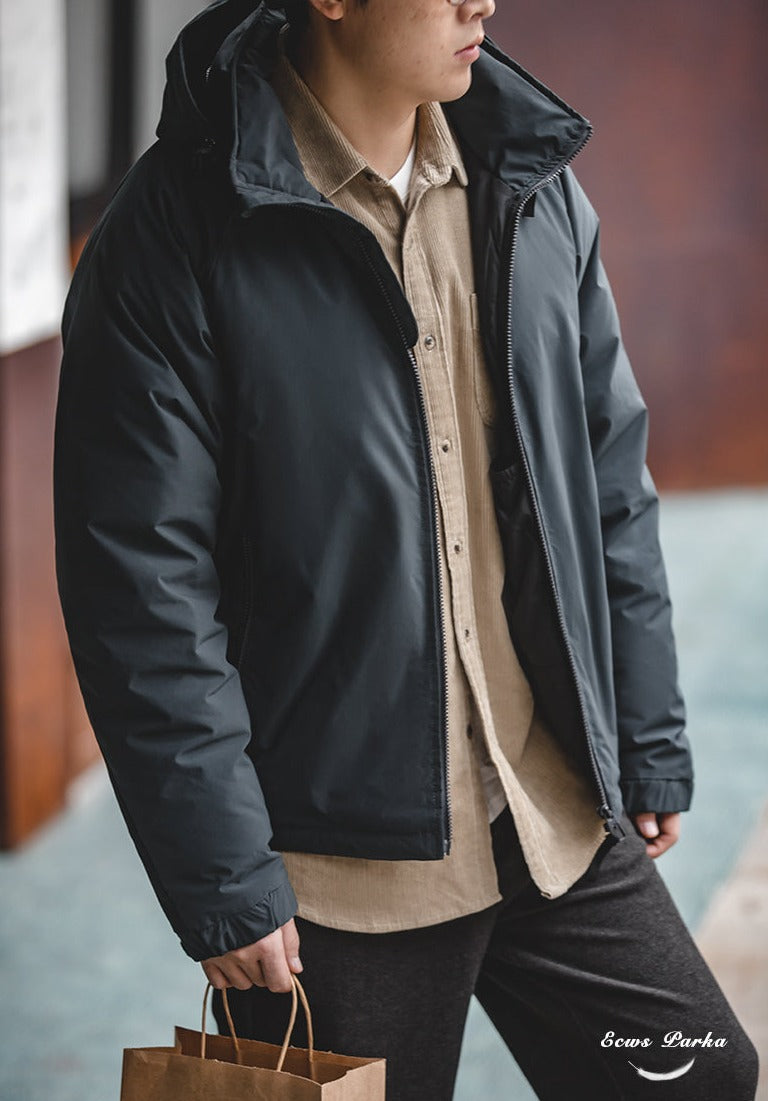 Unbranded 27 Japanese Retro White Duck Down Jacket Windproof Warm Hooded Jackets Winter Outdoor Coat Thick Parkas Lightweight Overcoat