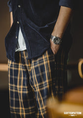 Unbranded 27 Men Plaid Elastic Waist Pants Casual Oversize Loose Wide Leg Trouser Retro Harajuku Plus Size Hip-hop All-match Streetwear