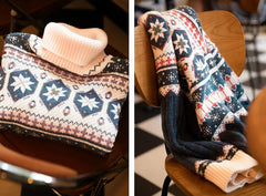Unbranded 27 Men Turtlenecks Snowflake Sweater Winter Thick Patchwork Harajuku Printed Faire Island Knit Pullovers Japan Retro Oversize
