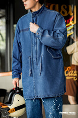 Unbranded 27 American Retro M65 Denim Fishtail Trench Coats Loose Profile Mid-length Windbreaker Men's Autumn Jackets Casual Overcoat
