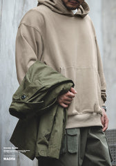 Unbranded 27 Casual Men's Hooded Sweatshirts Spring Autumn Solid Long Sleeve Cotton Sweatshirt Loose Oversize Coat