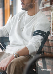 Unbranded 27 2022 Autumn New Long Sleeve T Shirt Men Solid Color 100% Cotton O-neck Tops Plus Size High Quality T-shirt Casual Clothes