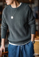 Unbranded 27 Winter Waffle Sweater For Male Casual O-neck Basic Knitwear Thick Warm Pullover Special Design Knits Vintage 2022 New