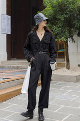 Wei Shang 2022 autumn women's new Korean straight waist work jumpsuit suit collar false two-piece suit jumpsuit