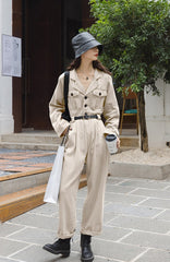 Wei Shang 2022 autumn women's new Korean straight waist work jumpsuit suit collar false two-piece suit jumpsuit
