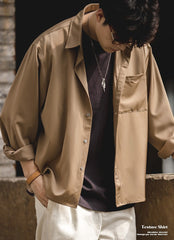 Unbranded 27 Suit Collar Lining Loose Coats Shirts Men's Non-iron Embroidery Satin French Cuff Shirt Loose Ice Silk Drape Shir