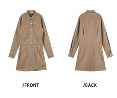 EIGHTHMONTH women's work skirt autumn skirt waist khaki long-sleeved shirt dress