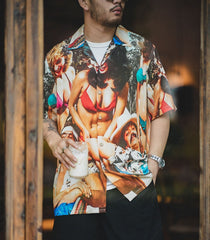 Unbranded 27 2022 New Hawaii Shirt American Retro Beach Short Sleeve Casual One Button Wild Printed Shirts Blouses Tops