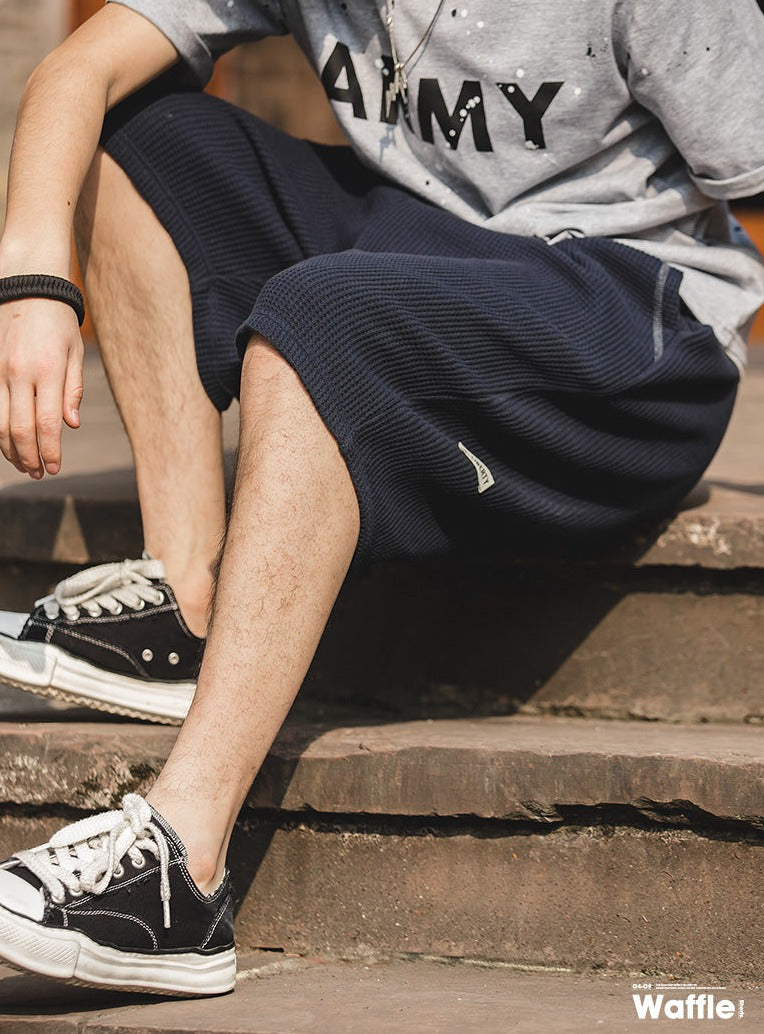 Unbranded 27 Cargo American Retro Loose Draping Sense Waffle Shorts Fry The Street Profile Micro Bullet Casual Pants Male Trend