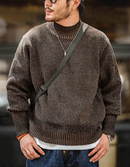 Unbranded 27 Double Yarn Retro Sailor Crewneck Sweater Variegated Design Men?¡¥s Basic Thicken Pullover Winter Autumn Wears Mock Neck