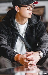 Unbranded 27 Casual Imitation Lamb Wool Jackets for Men Thickened Loose Male Winter Coats Korean Fashion Hooded Warm Jacket Streetwear
