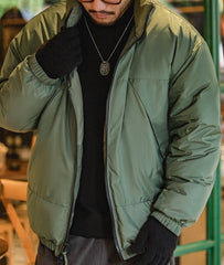 Unbranded 27 Men White Duck Down Coat Japanese Retro Double-sided Wear Patchwork Downproof Jacket Winter Thick Warm Stand Collar Coat