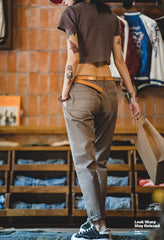 Unbranded 27 American Retro Skinny Straight Tube Women's Pants Summer Tide Slim Gray Hanging Casual Pants