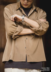 Unbranded 27 Suit Collar Lining Loose Coats Shirts Men's Non-iron Embroidery Satin French Cuff Shirt Loose Ice Silk Drape Shir
