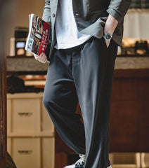 Unbranded 27 2022 Gym Pants Loose Mens Straight Trousers Tracksuit Jogging Tracksuit Drapey Casual Pants Elastic Waistband