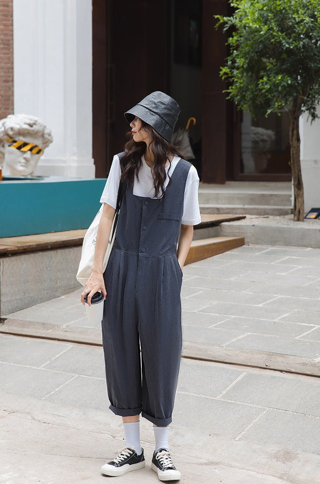 Wei Shang 2022 new women's Korean straight pants waist wide leg work jumpsuit