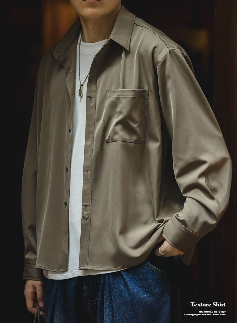 Unbranded 27 Suit Collar Lining Loose Coats Shirts Men's Non-iron Embroidery Satin French Cuff Shirt Loose Ice Silk Drape Shir