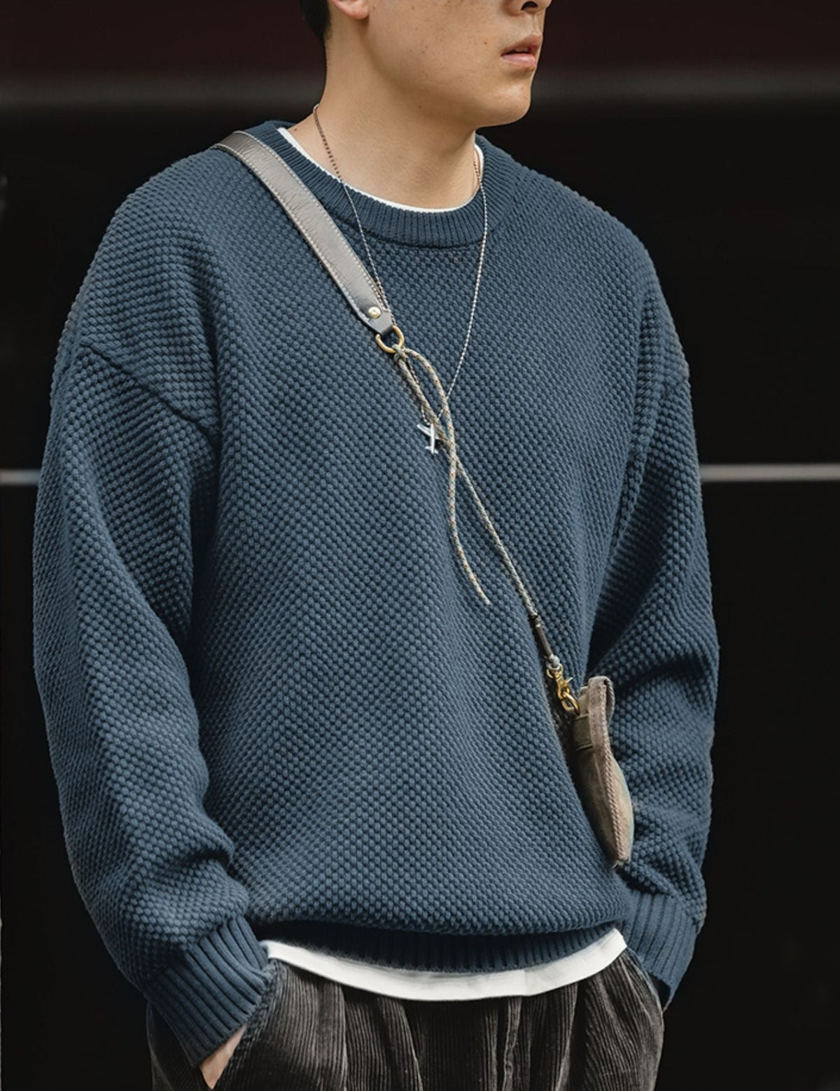 Unbranded 27 Men Pullover Sweater Japan Retro Heavy Pineapple Grain Thick O-neck Knitted Oversize Harajuku Streetwear Casul Sweater