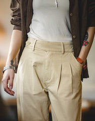 Unbranded 27 women's American vintage straight contour pants autumn and winter high waist straight tapered hundred khaki casual pants
