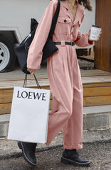 Wei Shang 2022 autumn women's new Korean straight waist work jumpsuit suit collar false two-piece suit jumpsuit