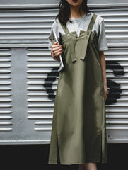 Unbranded 27 women's Japanese retro military green casual work back straps cover crotch thin halter A-line dresses