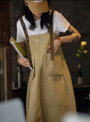 Unbranded 27 Leisure Sleeveless Simple Lazy Wind Suspenders Skirt Cargo Design Pear Shape Loose Dress