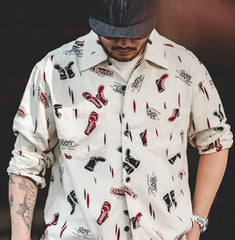 Unbranded 27 2022 New Men's Casual Shirt Loose Tops Long Sleeve Tee Shirt Spring Autumn Casual Handsome Men's Shirts Retro Print