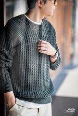 Unbranded 27 Winter Waffle Sweater For Male Casual O-neck Basic Knitwear Thick Warm Pullover Special Design Knits Vintage 2022 New