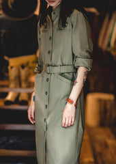 Unbranded 27 women's American vintage retro long-sleeved single-breasted shirt dress waist-skimming pencil skirt