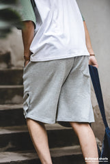 Unbranded 27 White Cargo Joggers Shorts Men Loose Work Cotton Trousers Botton Pocket Tactical Short Pants Casual Overalls