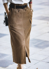Unbranded 27 women's Japanese retro corduroy half-body skirt autumn and winter new medium-length paragraph curry plus velvet casual straight skirt