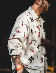 Unbranded 27 2022 New Men's Casual Shirt Loose Tops Long Sleeve Tee Shirt Spring Autumn Casual Handsome Men's Shirts Retro Print