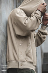 Unbranded 27 Casual Men's Hooded Sweatshirts Spring Autumn Solid Long Sleeve Cotton Sweatshirt Loose Oversize Coat