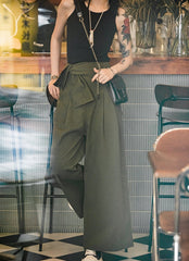 Unbranded 27 women's retro work straight loose wide leg casual backpack pants draped sense of thin summer collection high waist pants