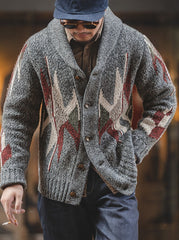 Unbranded 27 Knitted Vintage Cardigan Men Sweater Indiana Thick Knit Oversized Streetwear Geometric Trend V-neck Harajuku Knit Coats