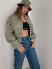 CannedPineapple street big pockets standing collar baseball jacket flight jacket autumn and winter new cotton jacket