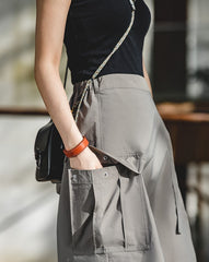 Unbranded 27 Summer A-line Irregular Wide-leg Women's Skirt Hight Quality Gray Color Women Cargo Skirt