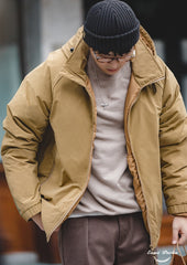 Unbranded 27 Japanese Retro White Duck Down Jacket Windproof Warm Hooded Jackets Winter Outdoor Coat Thick Parkas Lightweight Overcoat