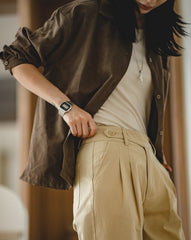 Unbranded 27 women's American vintage straight contour pants autumn and winter high waist straight tapered hundred khaki casual pants